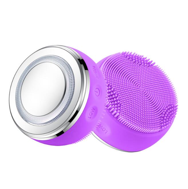 Silicone Facial Cleansing Brush — LED Light Therapy & Heat