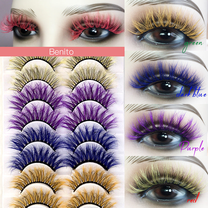 Colored False Eyelashes, 10-Pair Fluffy 8D Volume