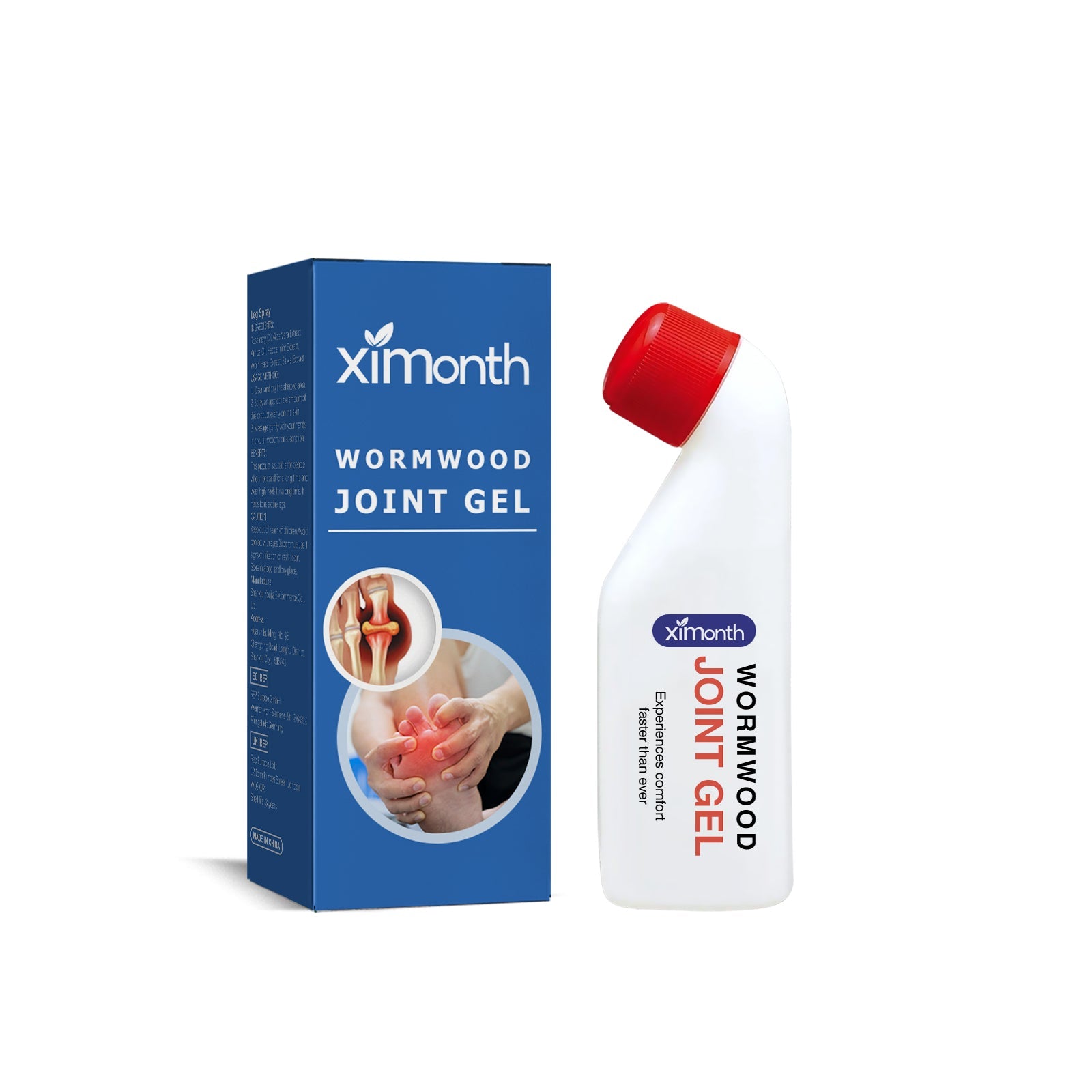 Identical product shot of gel bottle and box displayed together