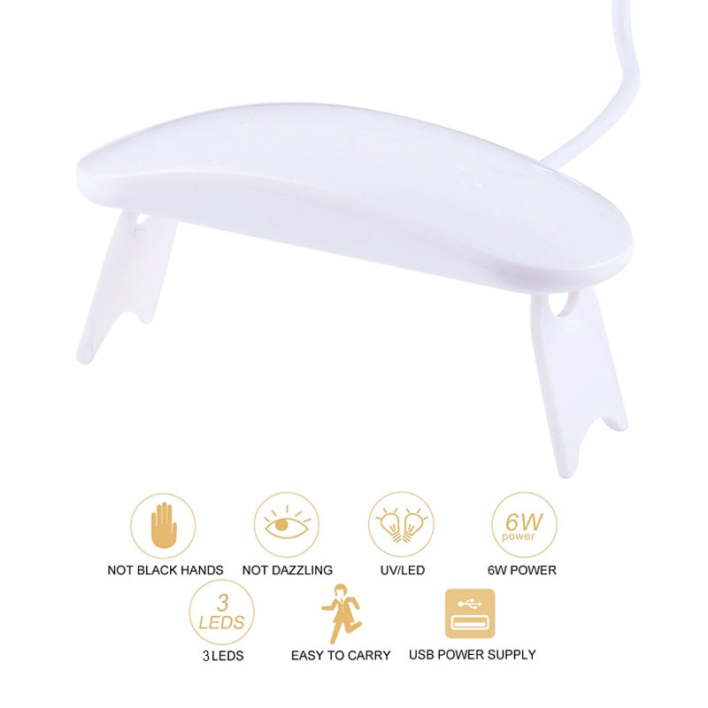 6W UV LED Nail Lamp – Fast Gel Curing, Portable USB Charging