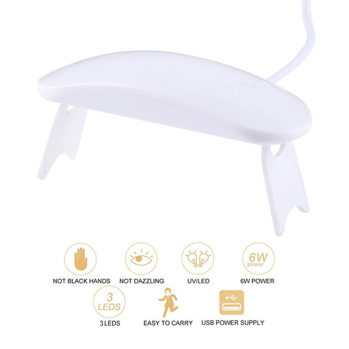 6W UV LED Nail Lamp – Fast Gel Curing, Portable USB Charging