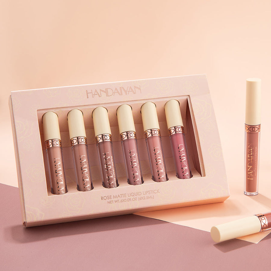 6-Shade Rose Matte Liquid Lipstick Set for Every Look