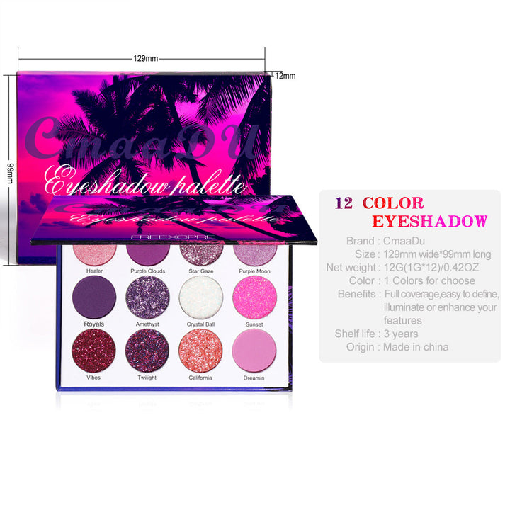 12-Color Eyeshadow Palette With Matte & Glitter Shades