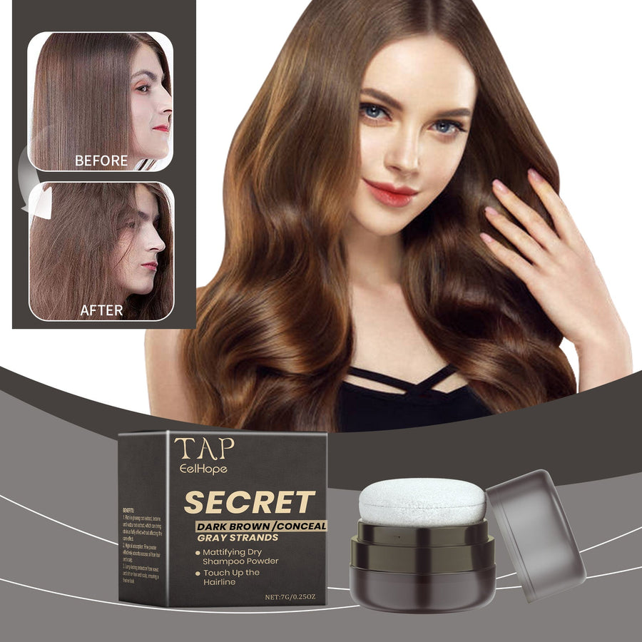 Dry Shampoo Powder for Dark Hair & Gray Root Touch-Up
