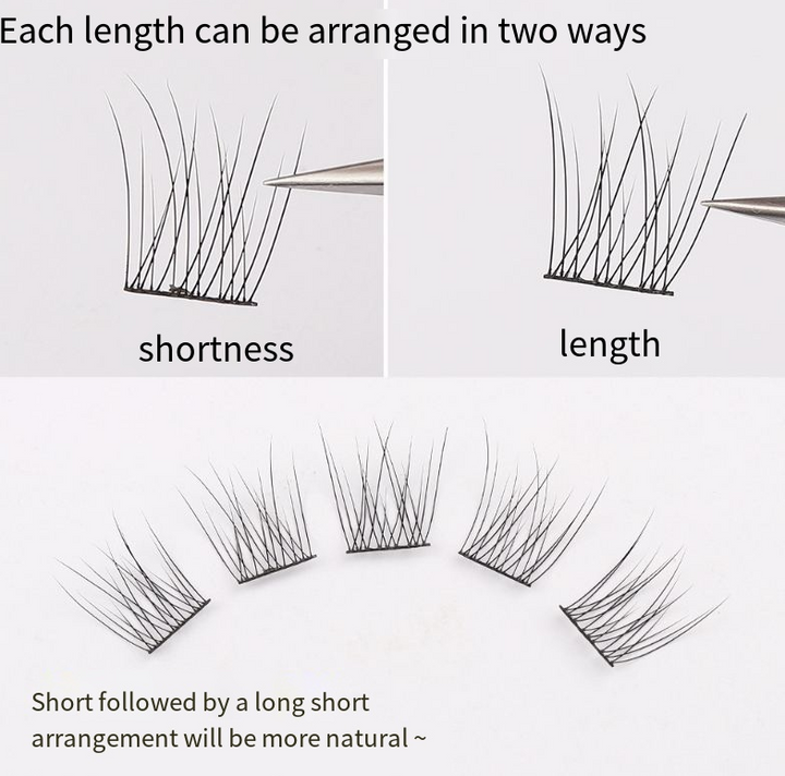 False Eyelashes Fishtail Clusters for Natural Wispy Lift