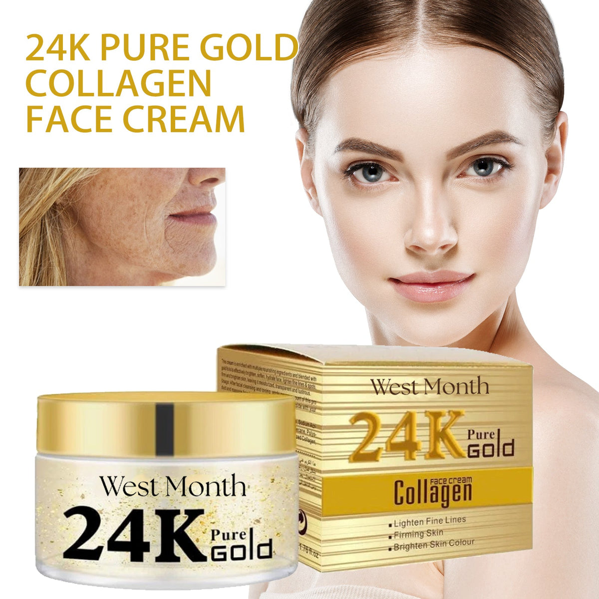 24K Gold Collagen Face Cream for Fine Lines & Firmness