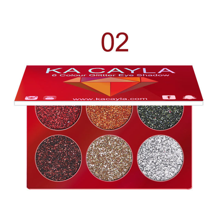 6-Color Glitter Eyeshadow Palette for Dramatic Eye Looks