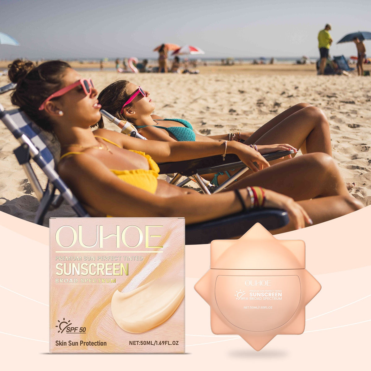 Tinted SPF 50 Sunscreen Cream Lightweight No White Cast