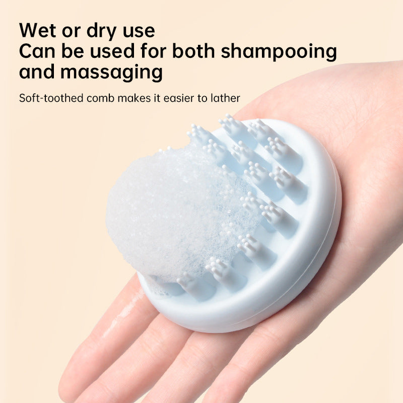 Brush with lathered shampoo foam demonstrating wet use application