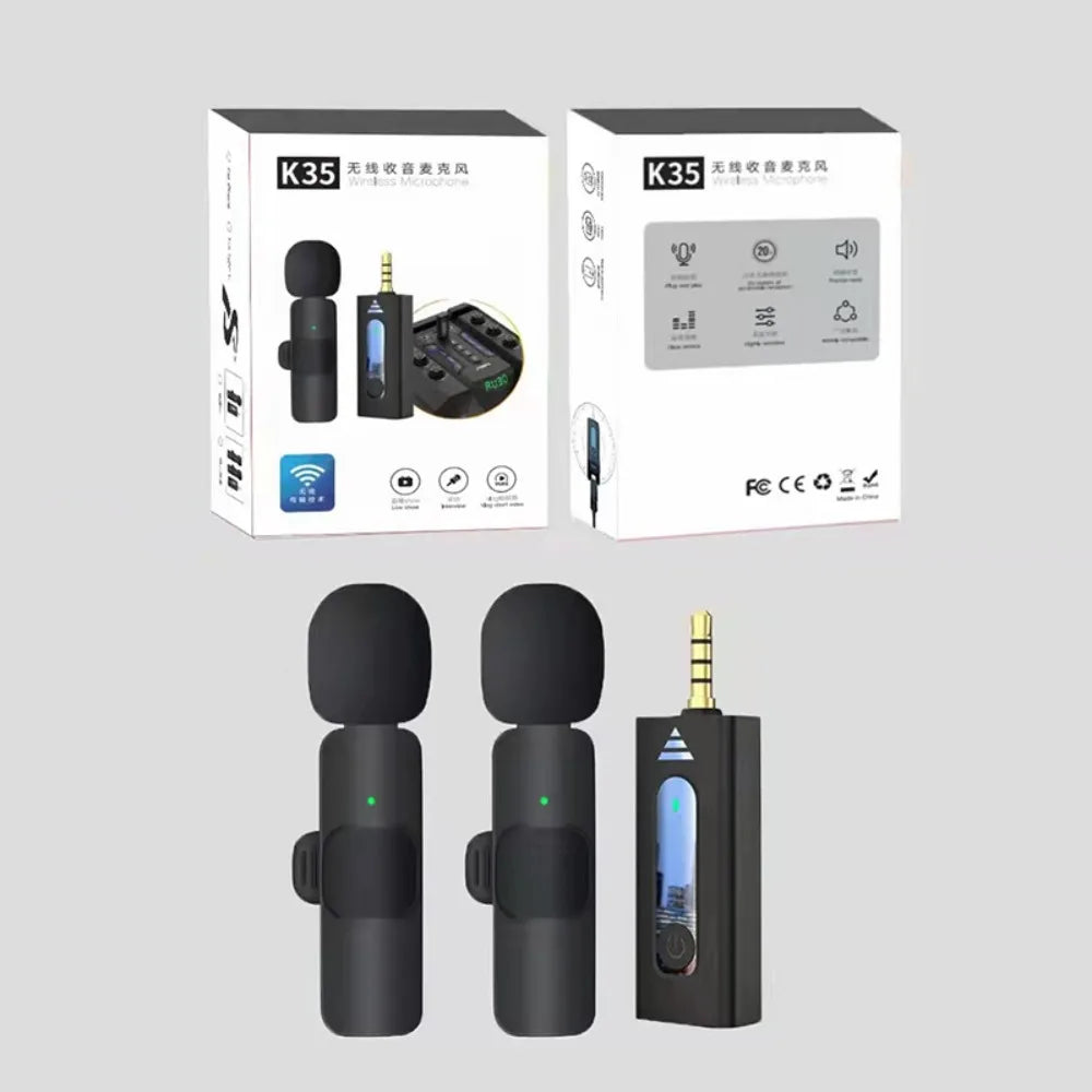 Wireless Lavalier Mic: 20m Range, Noise Reduction, 8H Battery