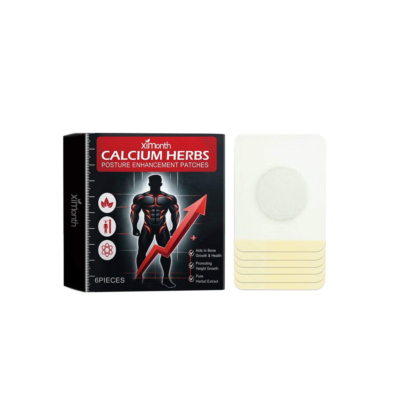 Duplicate product shot with packaging and patches displayed side by side