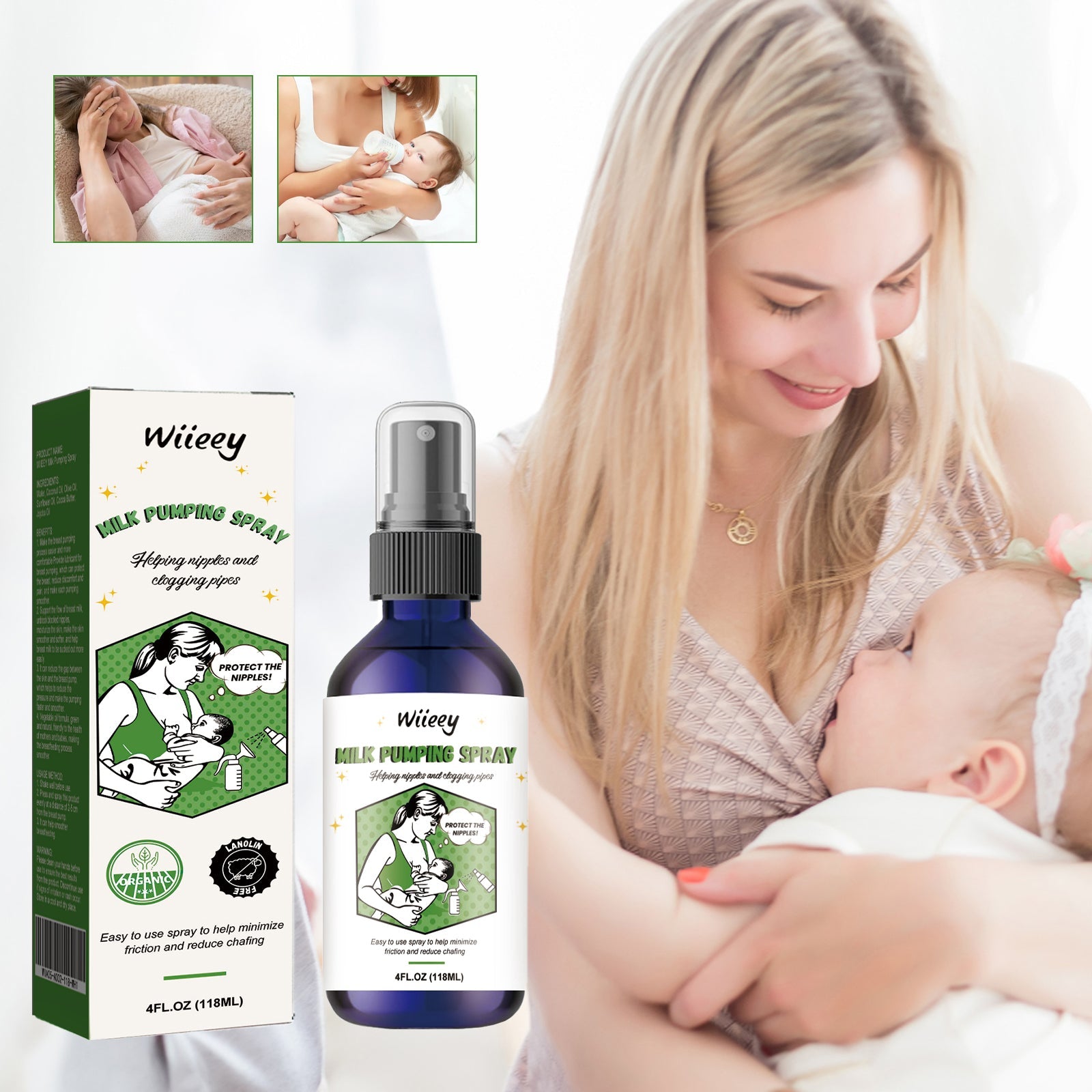 Mother breastfeeding newborn baby with close-up nursing moments, demonstrating product use in real feeding context
