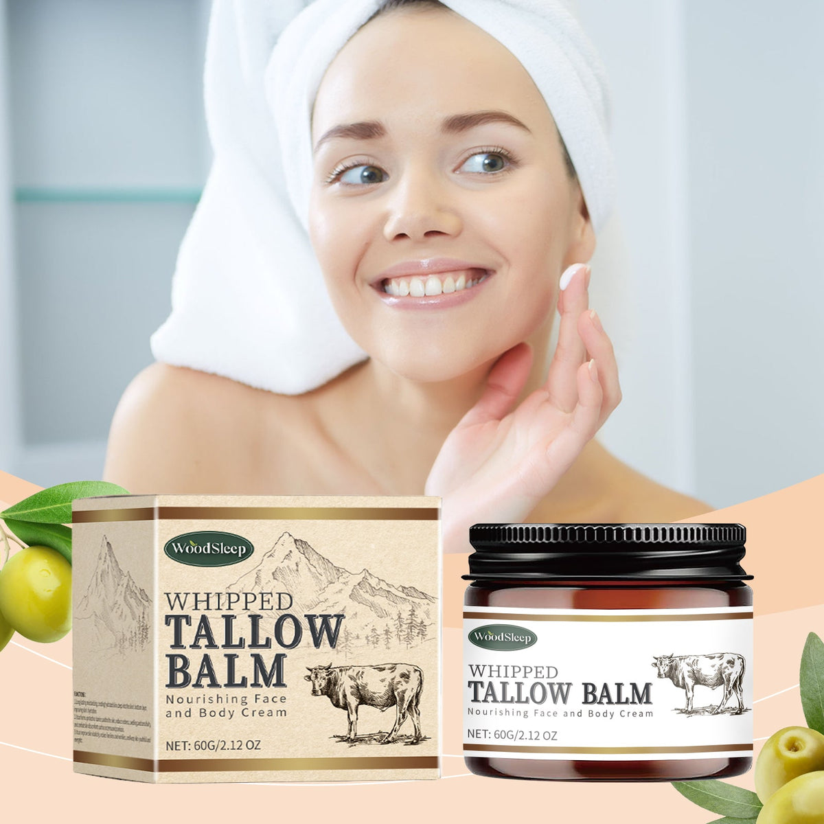 WoodSleep Tallow Cream for Dry, Sensitive Skin Relief