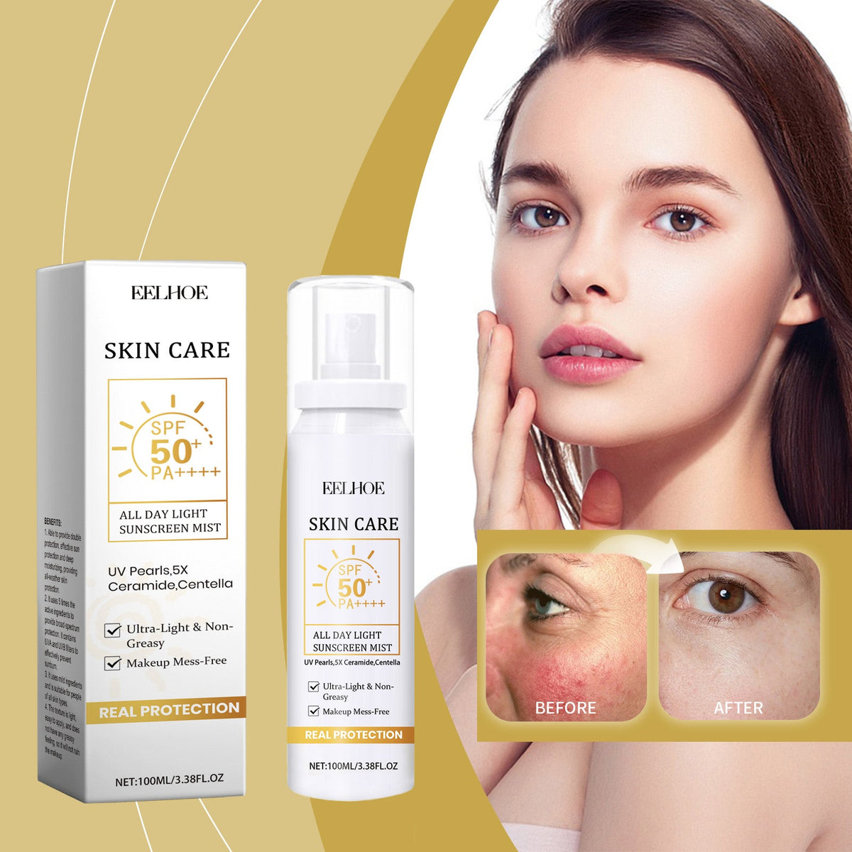 All Day Light Sunscreen Mist — Invisible, Makeup‑Safe SPF