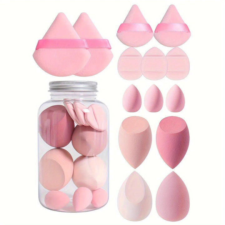 14-Pc Makeup Sponge Set With Precision Shapes & Jar