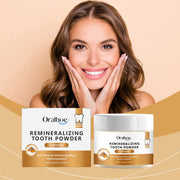 Oralhoe Turmeric Tooth Powder product box and jar display showing packaging design, 40g size, and turmeric ingredient highlight