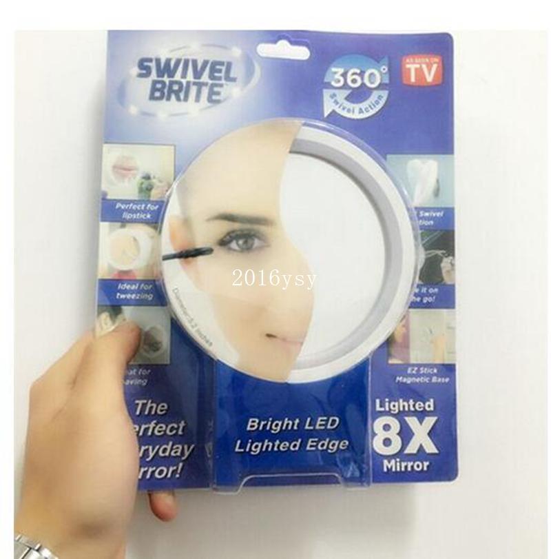 8X Magnifying Mirror — Shadow‑Free LED & 360° Swivel Base