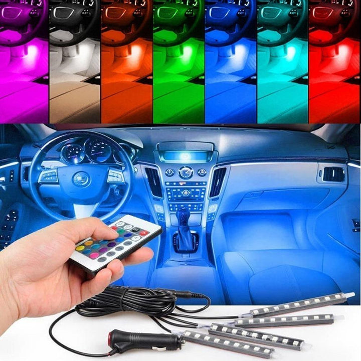 RGB LED Car Interior Lights – 7‑Color Kit with Wireless Remote