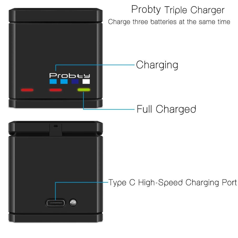 GoPro Hero 7/6/5 Triple Battery Charger + Battery