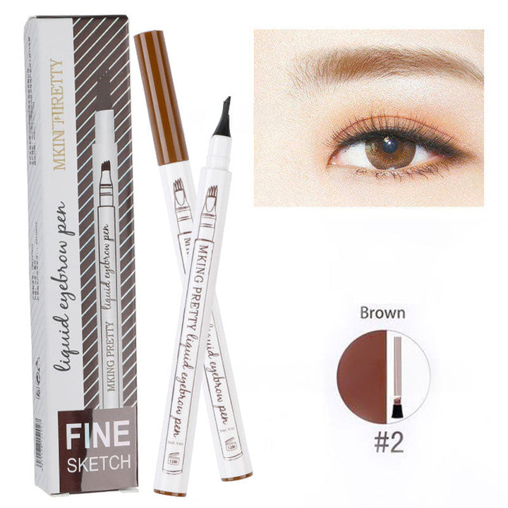 Four-Prong Eyebrow Pen for Natural Hair-Like Strokes
