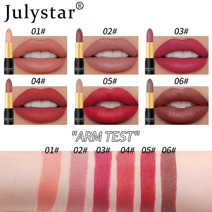 Matte Lipstick Set: Six Velvety Shades, Smooth Finish