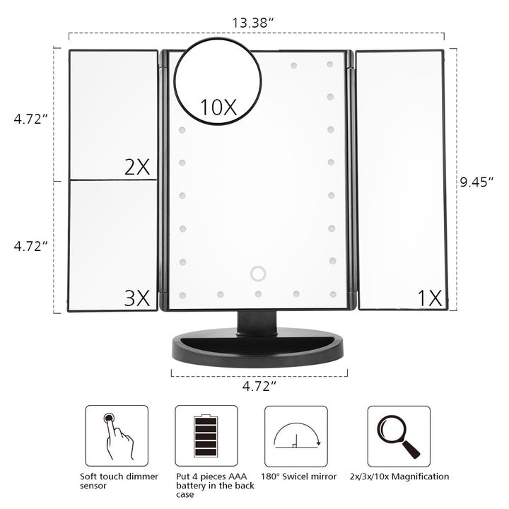 LED Makeup Mirror with 22 Lights & 10X Magnification