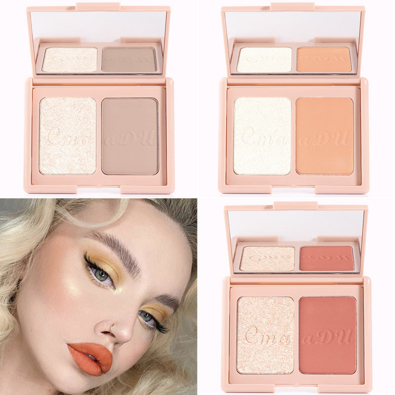 Two-Tone Blush Highlighter Palette for Sculpted Glow