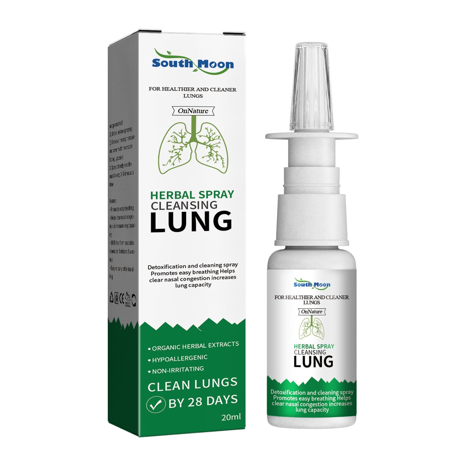 Woman using nasal spray with tissue, showing respiratory discomfort being addressed