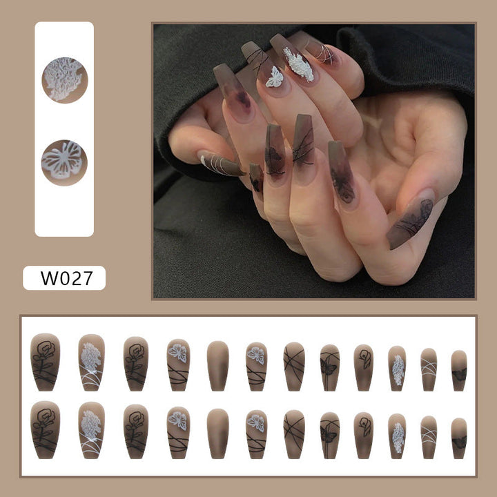 Long Press-On Nails for Dramatic Butterfly Nail Art