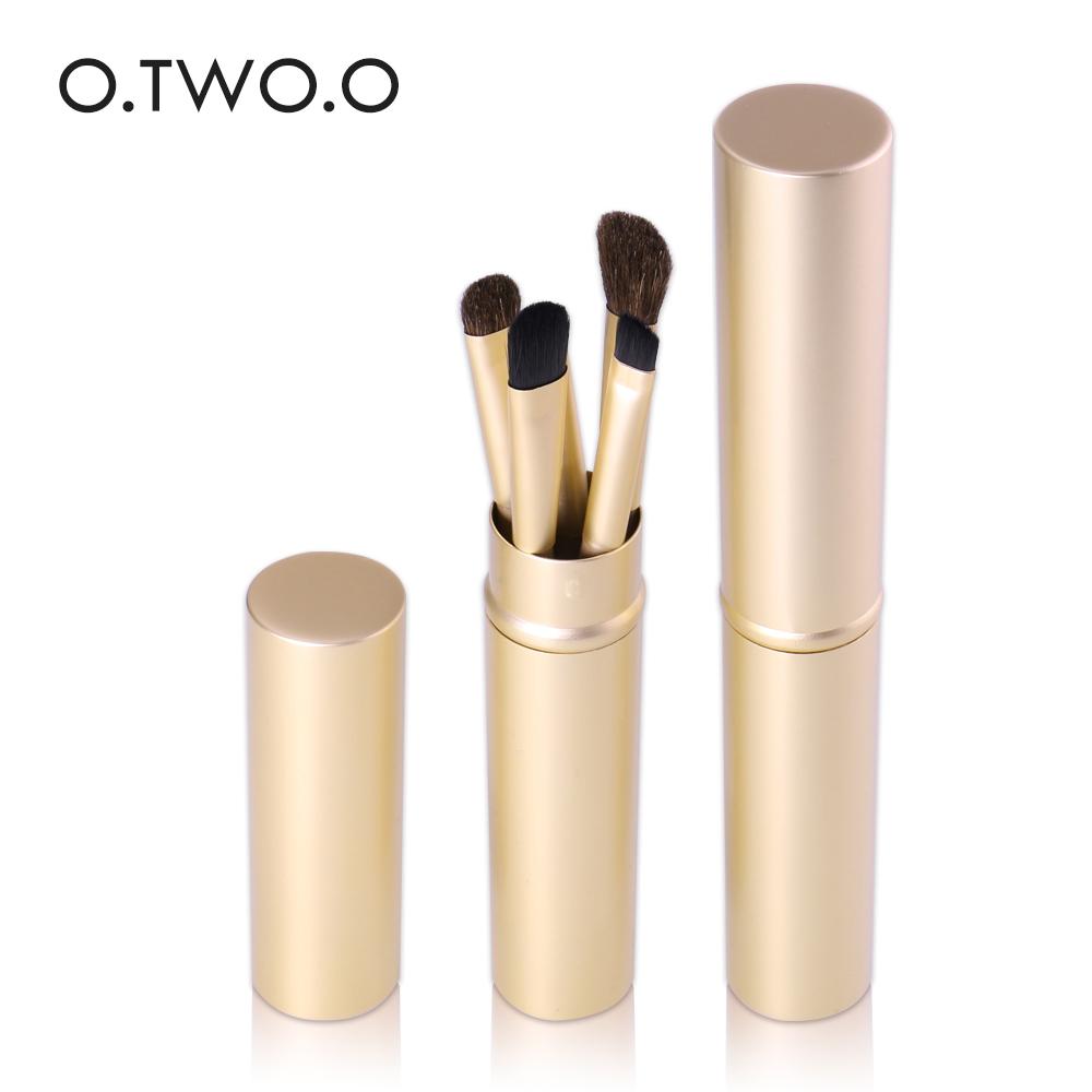 Eye Makeup Brush Set — 5 Precision Brushes in Luxe Gold Tube