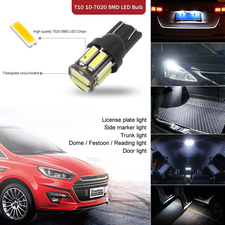 4Pcs T10 LED Bulbs — 80% Less Power, 360° Bright White Light