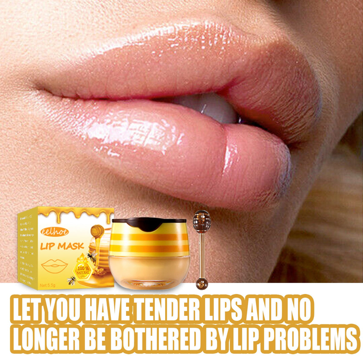 Honey Lip Mask With Brush for Smoother, Softer Lips