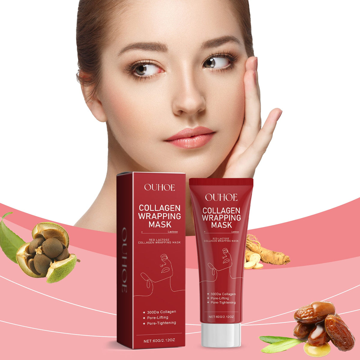 Red Lactose Collagen Mask — Instant Lifting, Firming