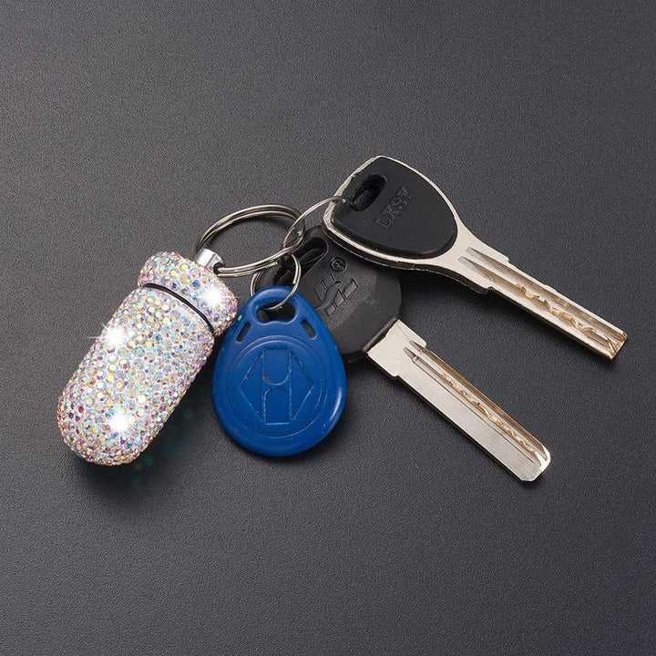 Rhinestone Pill Box Keychain — Glamorous On‑the‑Go