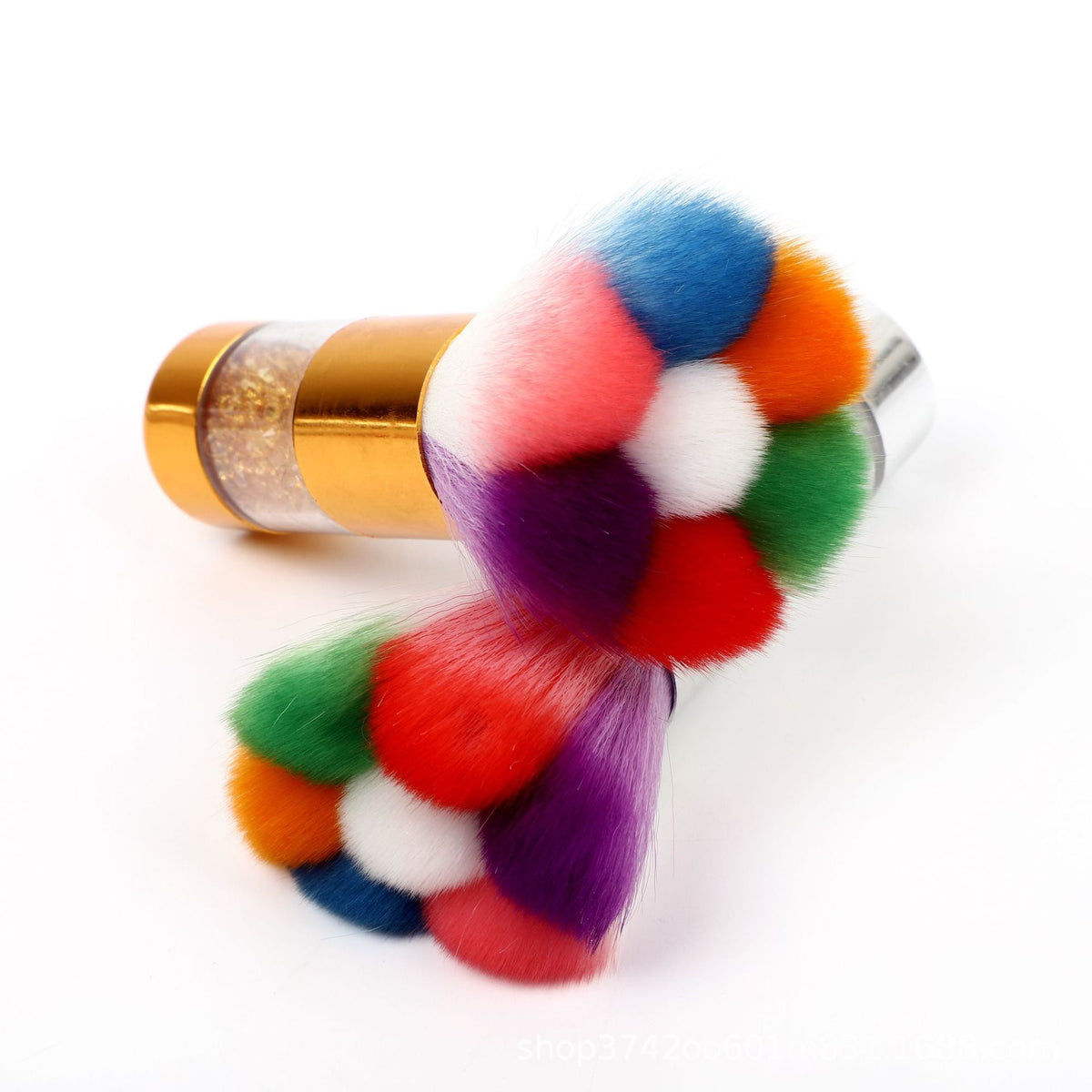 Dust Brush for Nails — Rainbow Fan Shape & Crystal Handle