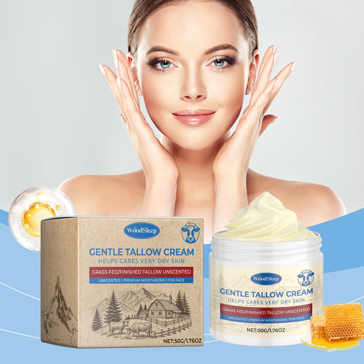 Grass-Fed Tallow Facial Moisturizer for Very Dry Skin