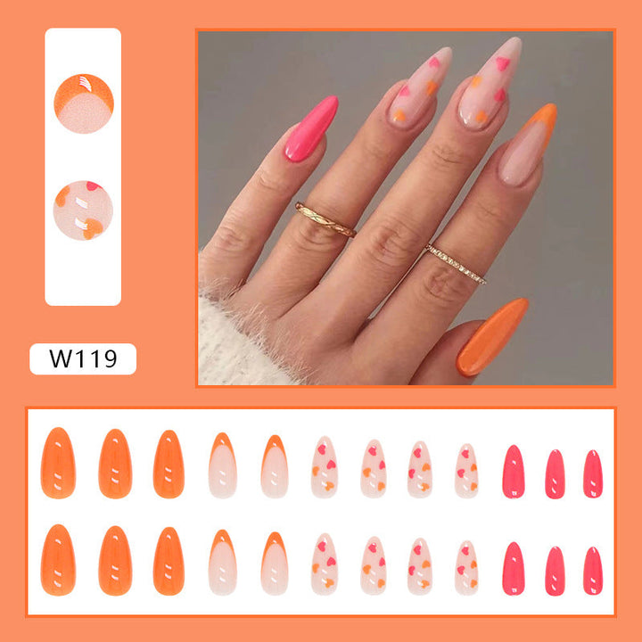 Contrasting Press-On Nails — Salon-Perfect Heart & Swirl