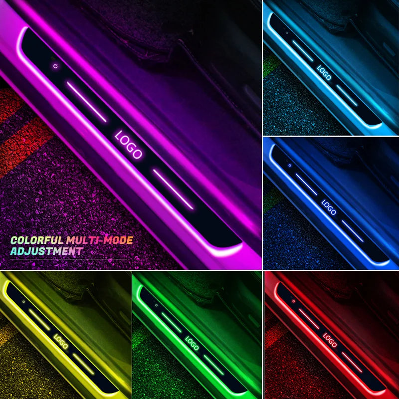 LED Door Sill Scuff Plates — Customizable RGB Neon Lighting