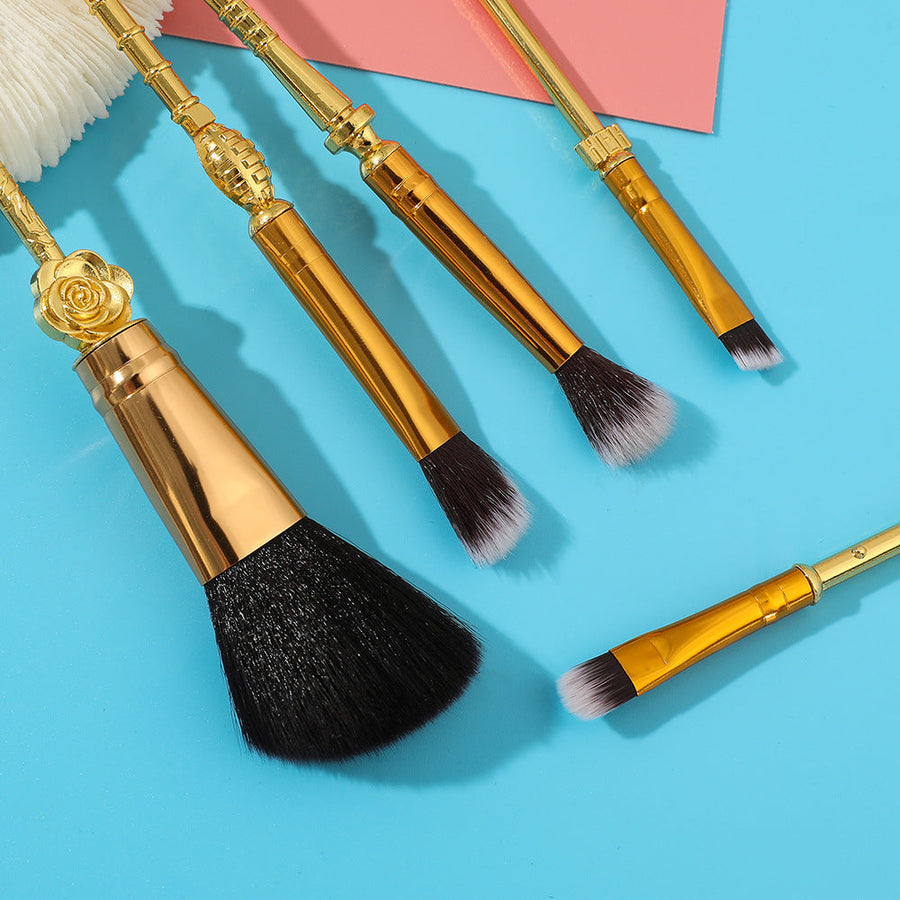 Anime Makeup Brush Set — Gold Wands with Chibi Charms |
