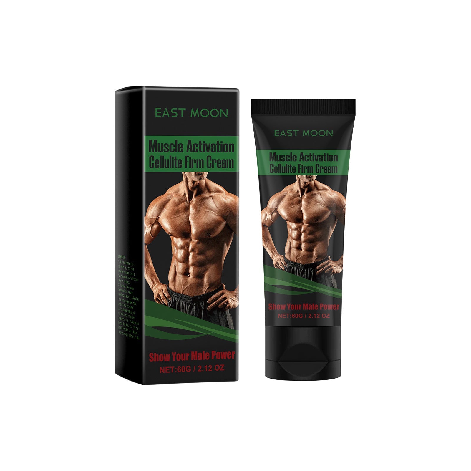 Duplicate hero shot of packaging and tube from slightly different angle against white background