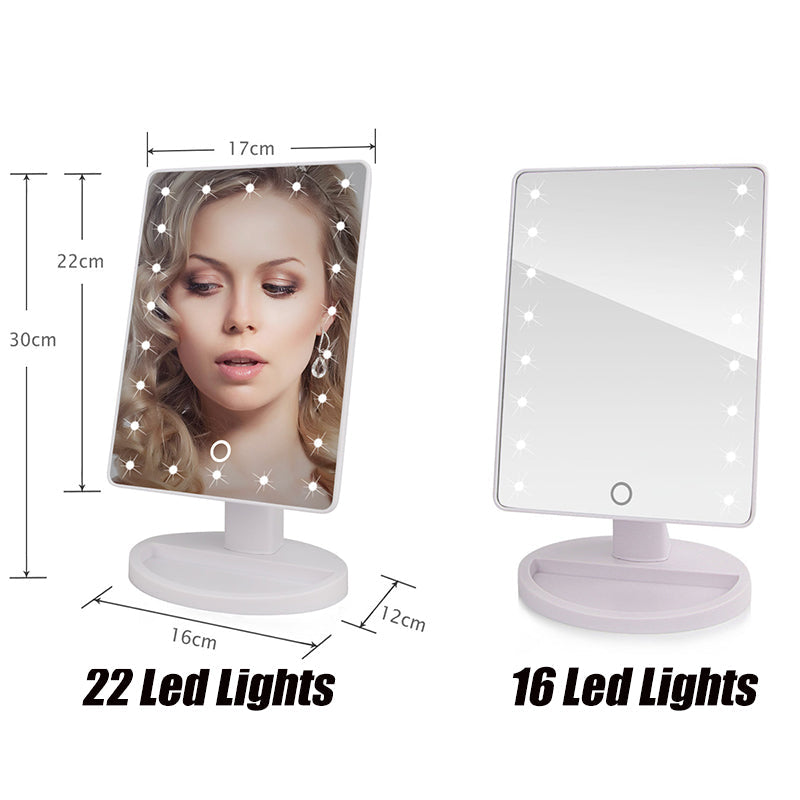 22 LED Lights Touch Screen Makeup Mirror 1X 10X Table Deskto
