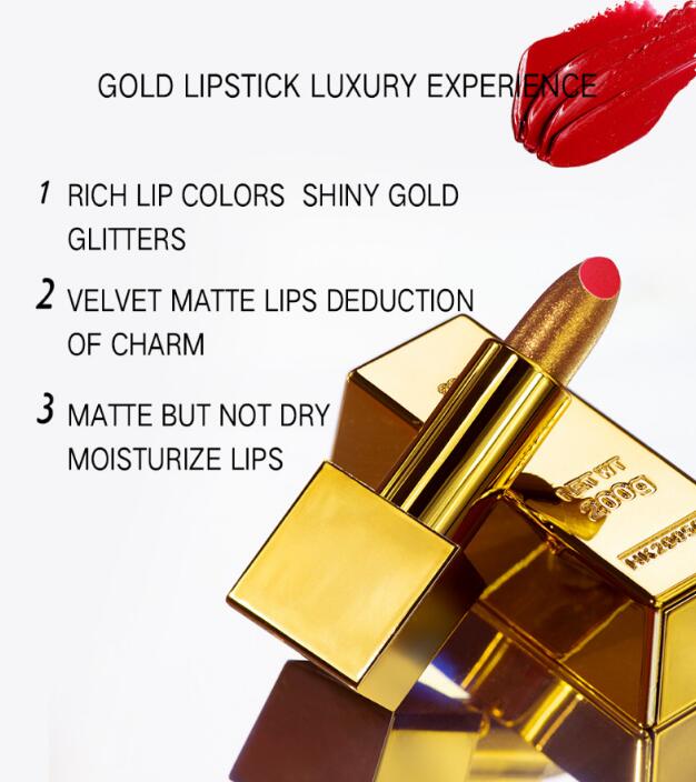 Glitter Lipstick Moisturizing Velvet Matte Gold Makeup