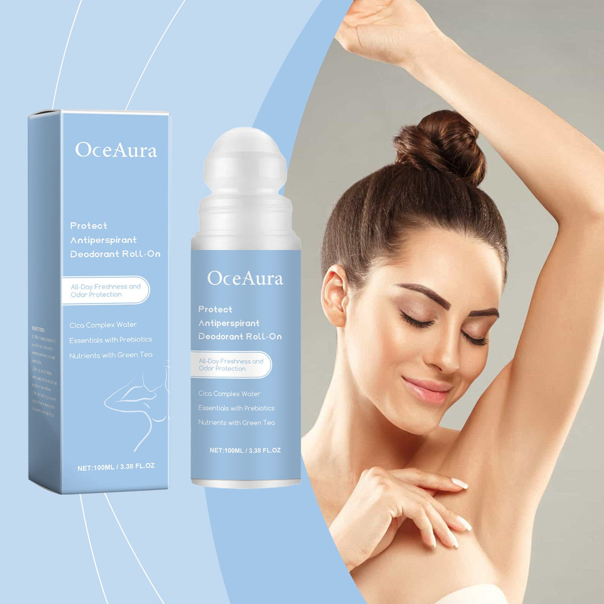 OceAura Roll-On Antiperspirant with Cica & Green Tea