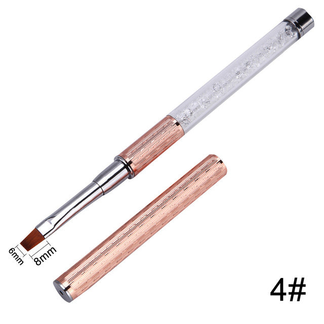 Nail Art Brushes Set — Crystal Rose Gold Precision Tools