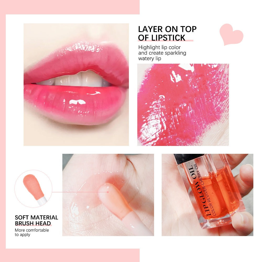 Cherry Lip Oil Gloss for Moisturized, Watery-Shine Lips