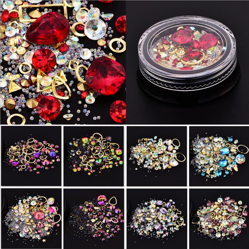Nail Art Crystal Stones Set — 12 Shades for 3D Glam Designs