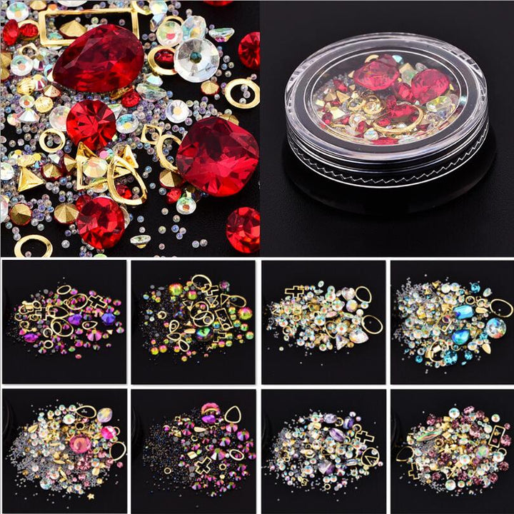 Nail Art Crystal Stones Set — 12 Shades for 3D Glam Designs