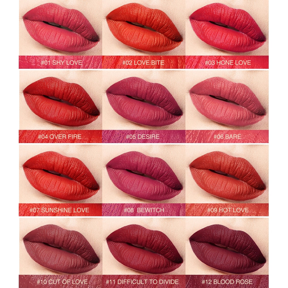 Matte Lipstick Velvet Finish in 12 Expressive Shades