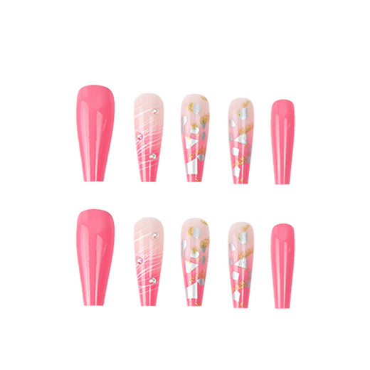 Pink Glitter Ballet Press-On Nails | Long Glamorous