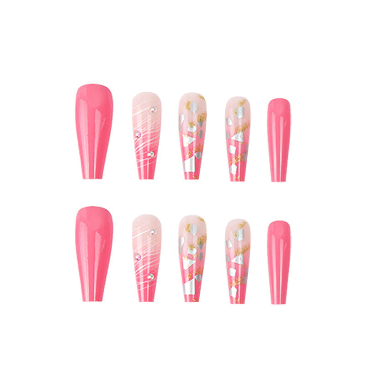 Pink Glitter Ballet Press-On Nails | Long Glamorous